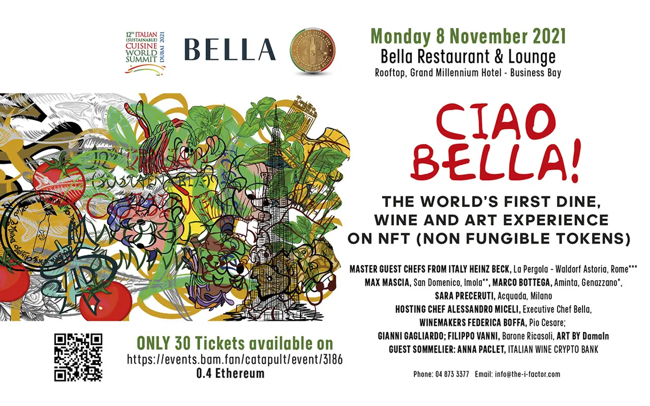CIAO BELLA!”: THE FIRST NFT IN HISTORY FOR AN UNPRECEDENTED ITALIAN DINING  EXPERIENCE IN DUBAI - IWCB - Italian Wine Crypto Bank
